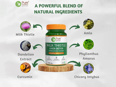 Pure Nutrition Milk Thistle Liver Detox With 80% Silymarin Flavonoids Veg Tablet ( 60 Tablets )