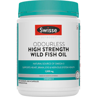 Swisse ODOURLESS HIGH STRENGTH WILD FISH OIL (200 Tablets)