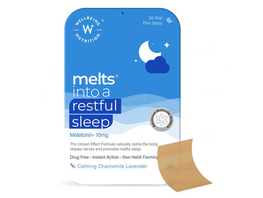 Wellbeing Nutrition Melts Into Restful Sleep Oral Strip - Calming Chamomile Flavour(30 Oral Strips)