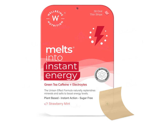 Wellbeing Nutrition Melts Into Instant Energy Oral Strip - Strawberry Mint Flavour(30 Oral Strips)