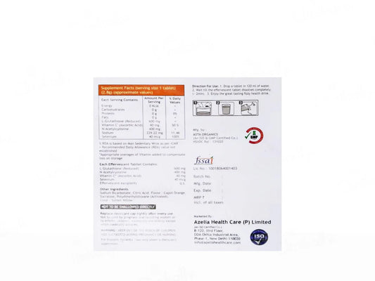 Azelia I-Glo Glutathione Vitamin C Effervescent Tablet - Orange Flavour