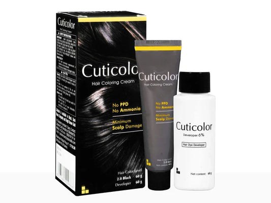 Cuticolor Hair Coloring Cream Black 2.0(120 gm)