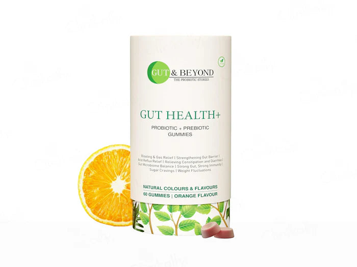 Gut & Beyond Gut Health+ Probiotic + Prebiotic Gummies - Orange Flavour(60 Gummies)