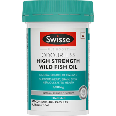Swisse Ultiboost Odourless High Strength Omega-3 1500mg Wild Fish Oil Capsule(40 Capsules)