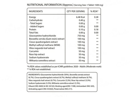 Pure Nutrition Vegan Glucosamine With MSM Veg Tablet ( 60 Tablets )