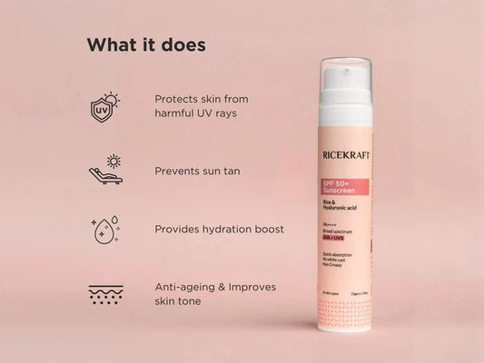 RiceKraft Rice & Hyaluronic Acid Sunscreen SPF 50+ PA++++ ( 55 GM )