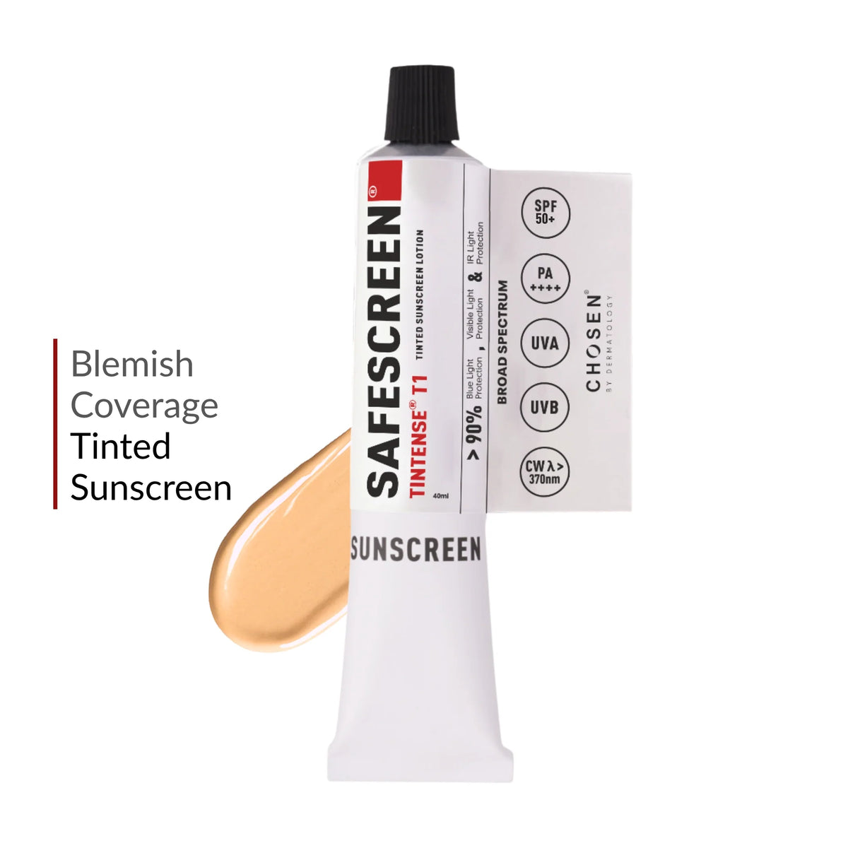 SAFESCREEN® TINTENSE® T1 (Bisque) Tinted Sunscreen Lotion PA++++ SPF 50+ (40ml)