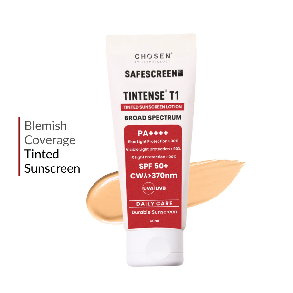 SAFESCREEN® TINTENSE® T1 (Bisque) Tinted Sunscreen Lotion PA++++ SPF 50+ (60ml)