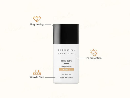 Thank You Farmer Be Beautiful Skin Tint Dewy Glow Moisturiser Sunscreen SPF 50 PA++++ (Honey)(50 ml)