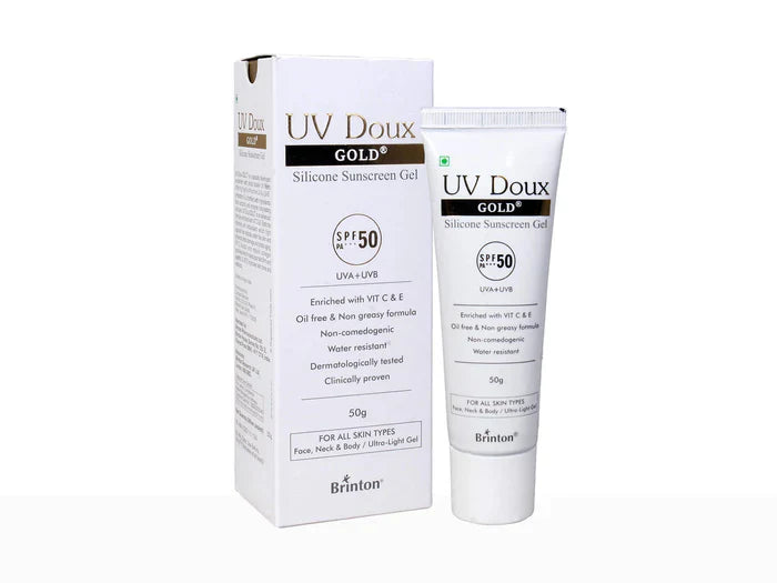 UV Doux Gold Silicone Sunscreen Gel SPF 50 PA+++ ( 50 GM )