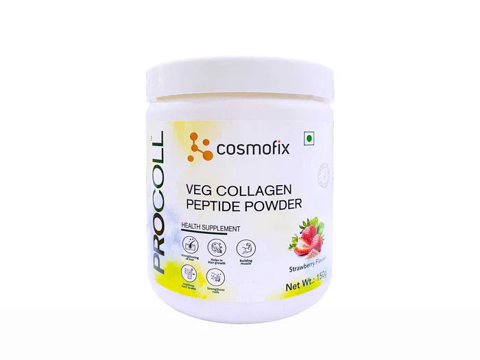 Cosmofix Procoll Veg Collagen Peptide Powder - Strawberry Flavour(150 gm)
