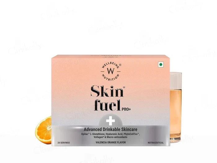 Wellbeing Nutrition Skin Fuel Pro+ Advanced Drinkable Skincare - Valencia Orange Flavour(28 Sachets)