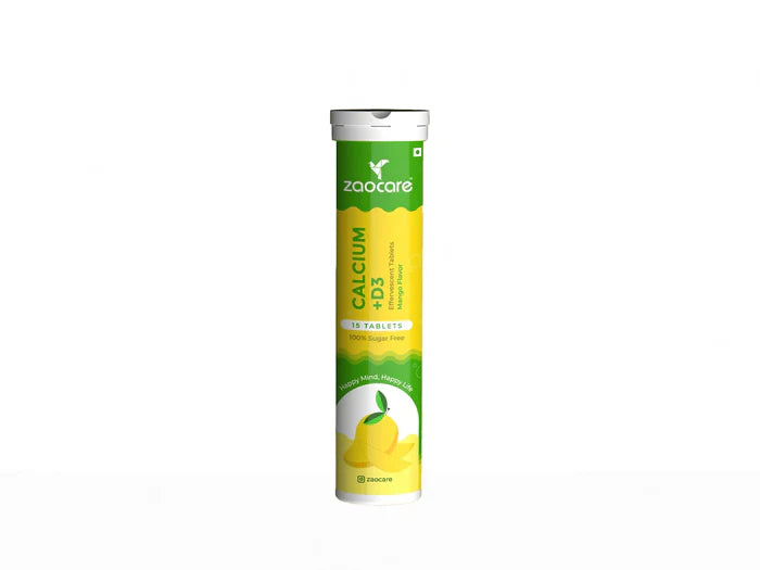 Zaocare Calcium + Vitamin D3 Effervescent Tablet - Mango Flavour ( 15 Tablets )
