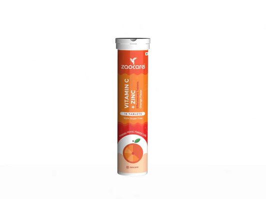 Zaocare Vitamin C + Zinc Effervescent Tablet - Orange Flavour ( 15 Tablets )