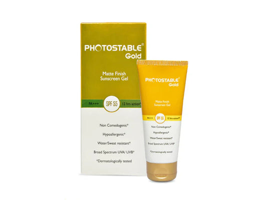 Photostable Gold Matte Finish Sunscreen Gel SPF 55(50 gm)